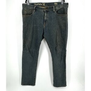 Hurley 84 Jeans Mens 38X30.5 Dark Wash Indigo Slim Fit Denim Stretch Skater Y2K